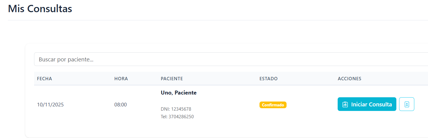 Panel Consulta Médico