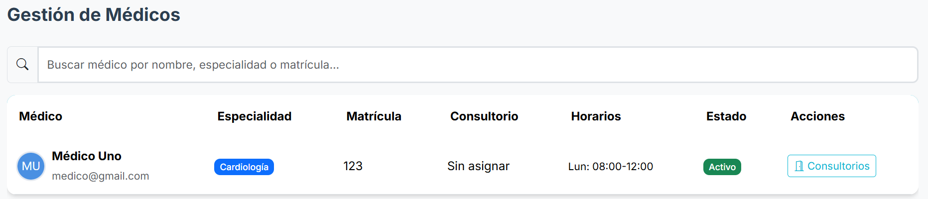 Gestión Médicos Admin