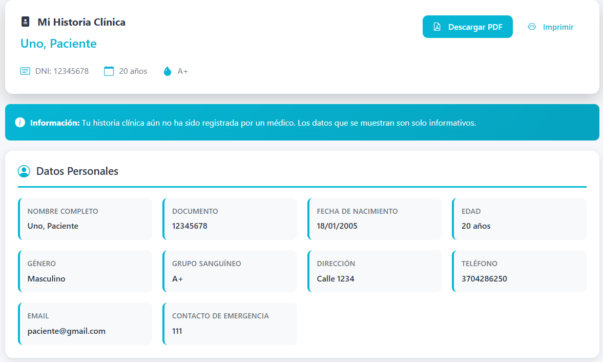 Historia Clínica Paciente